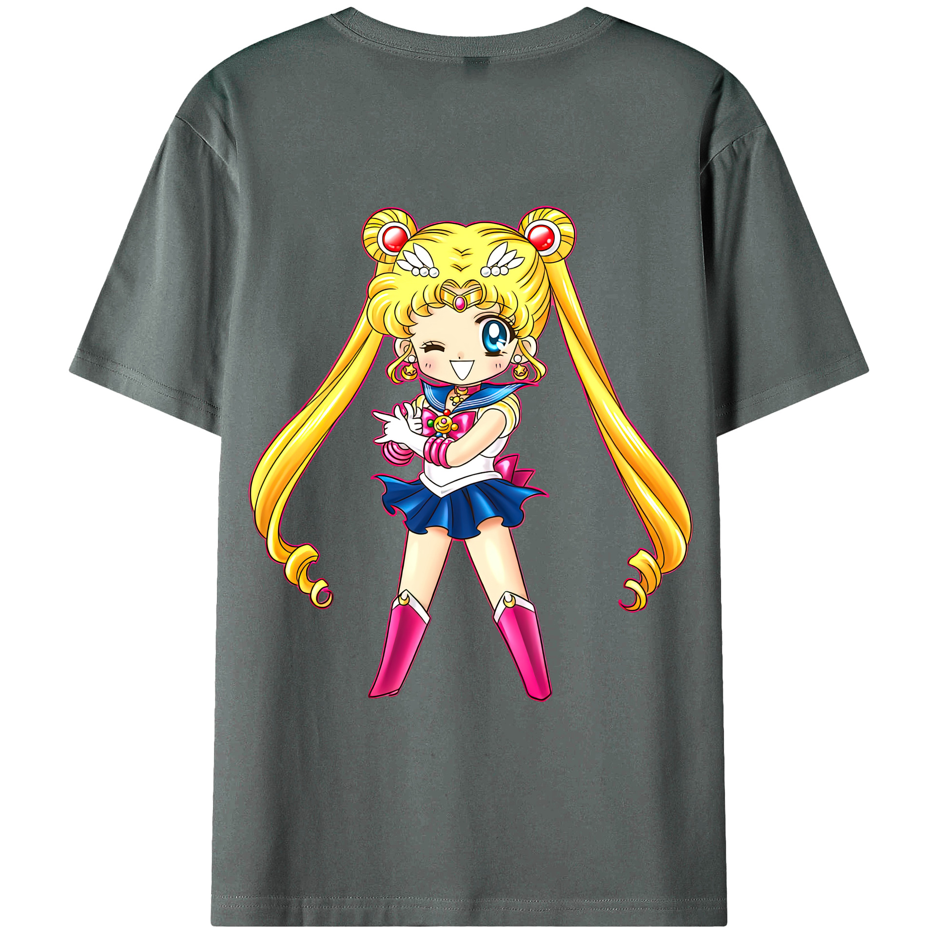 （画像用） 美少女戦士セーラームーン 月野 うさぎ つきの うさぎ Sailor Moon Tsukino Usagi 綿100％ メンズ半袖Tシャツ（バックプリント） 通気性